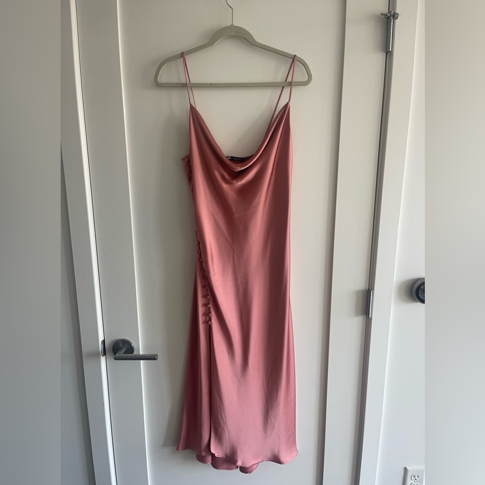 ZARA SIDE BUTTON SLIP DRESS